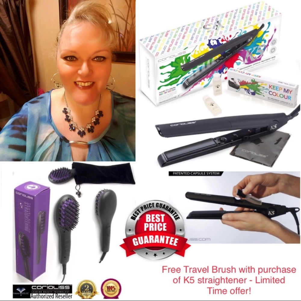 Corioliss K5 Hair Treatment Flat Iron + Hair Brush
